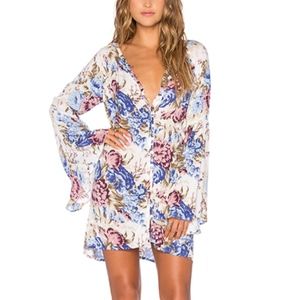 Auguste Bell Sleeved Shirt Dress (Floral) -REVOLVE